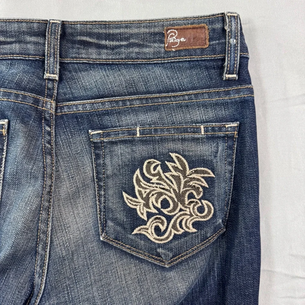 Paige Premium Denim Flare Jeans Hollywood Hills Women's 28 Y2K Embroidery - Picture 13 of 13